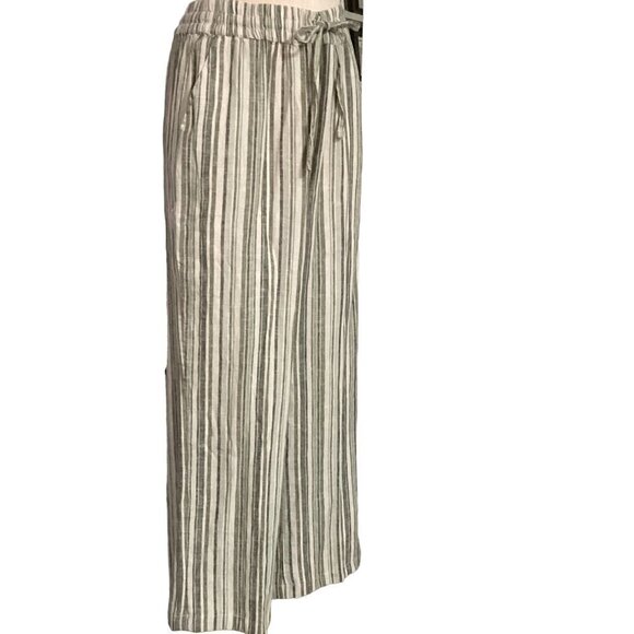 Naturals Denim & Co Naturals Linen Flax Blend Striped Pants Sz M #157F - Picture 4 of 8